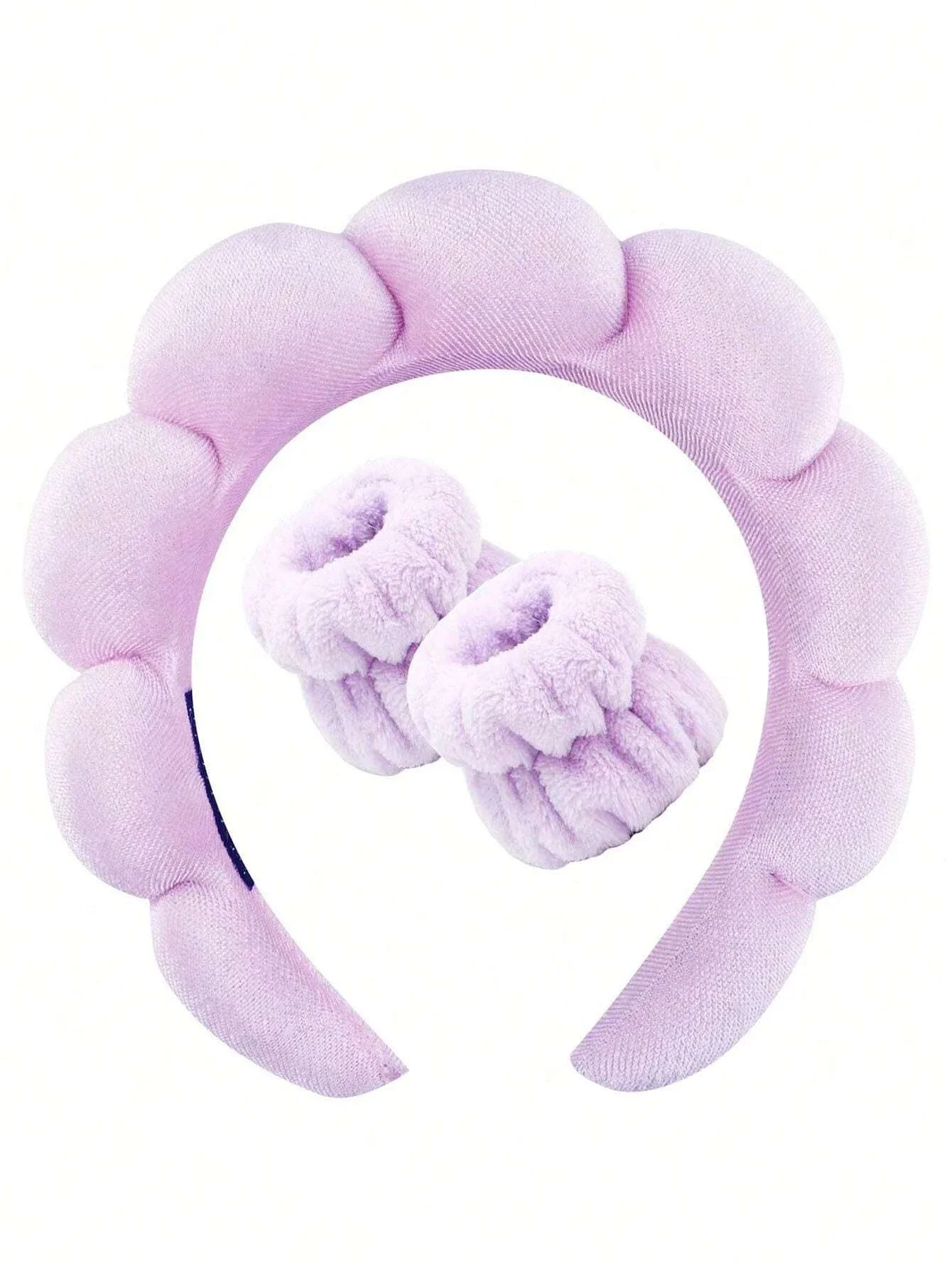 Doux et confortable-lavage du visage, maquillage accessoires pour cheveux pour femmes bandeau et bracelet de Spa en Fiber de luxe ensemble de 3 pièces