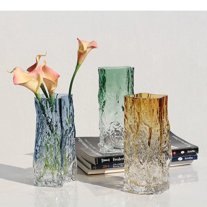 Gradual Glacier Transparent Glass Vase Hydroponic Flower Pots Decorative Arrangement Desk Decoration Floral Vases