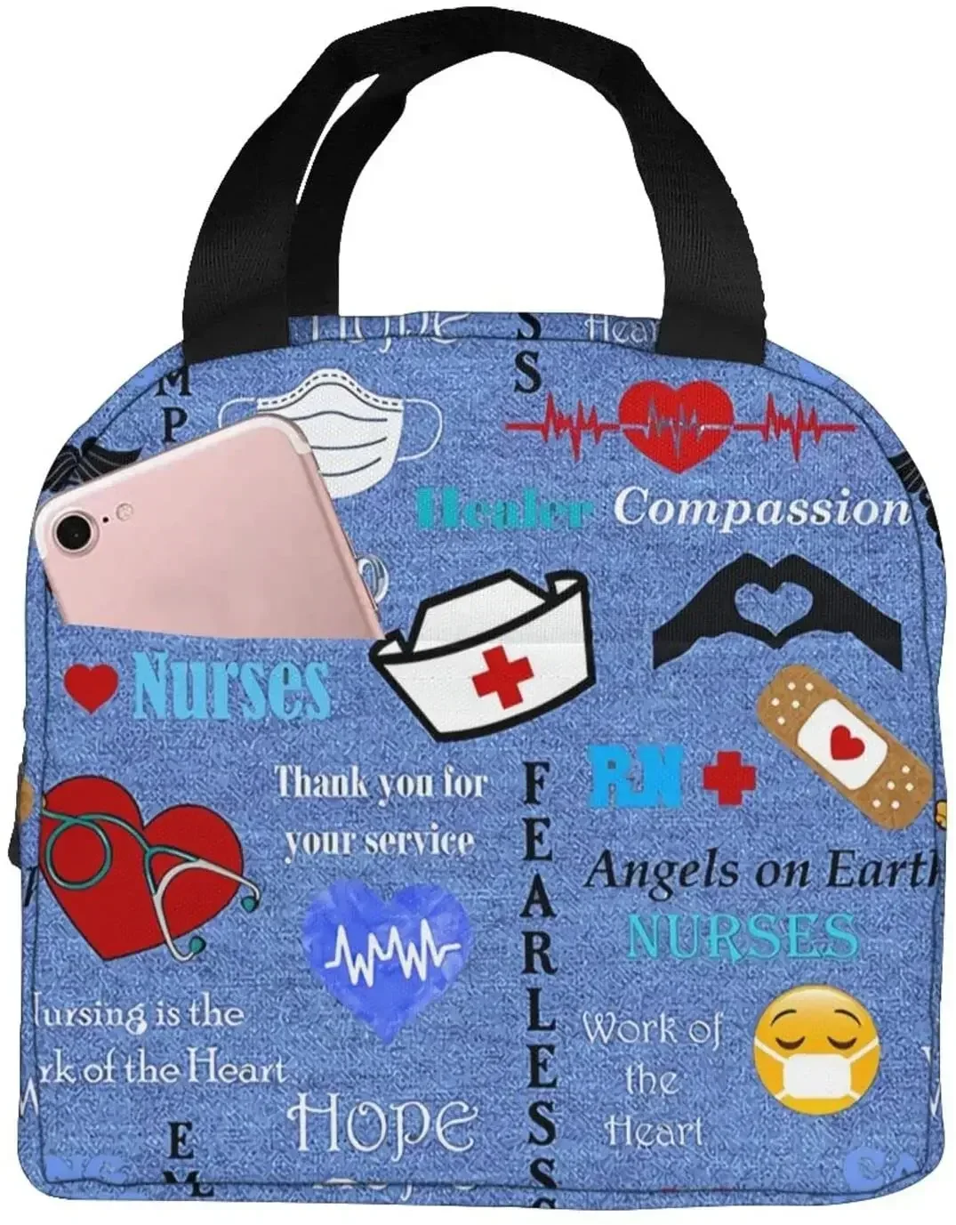 حقيبة غداء على شكل ممرضة للنساء، حقيبة حمل معزولة، صندوق غداء مبرد قابل لإعادة الاستخدام للعمل والسفر والنزهات #1