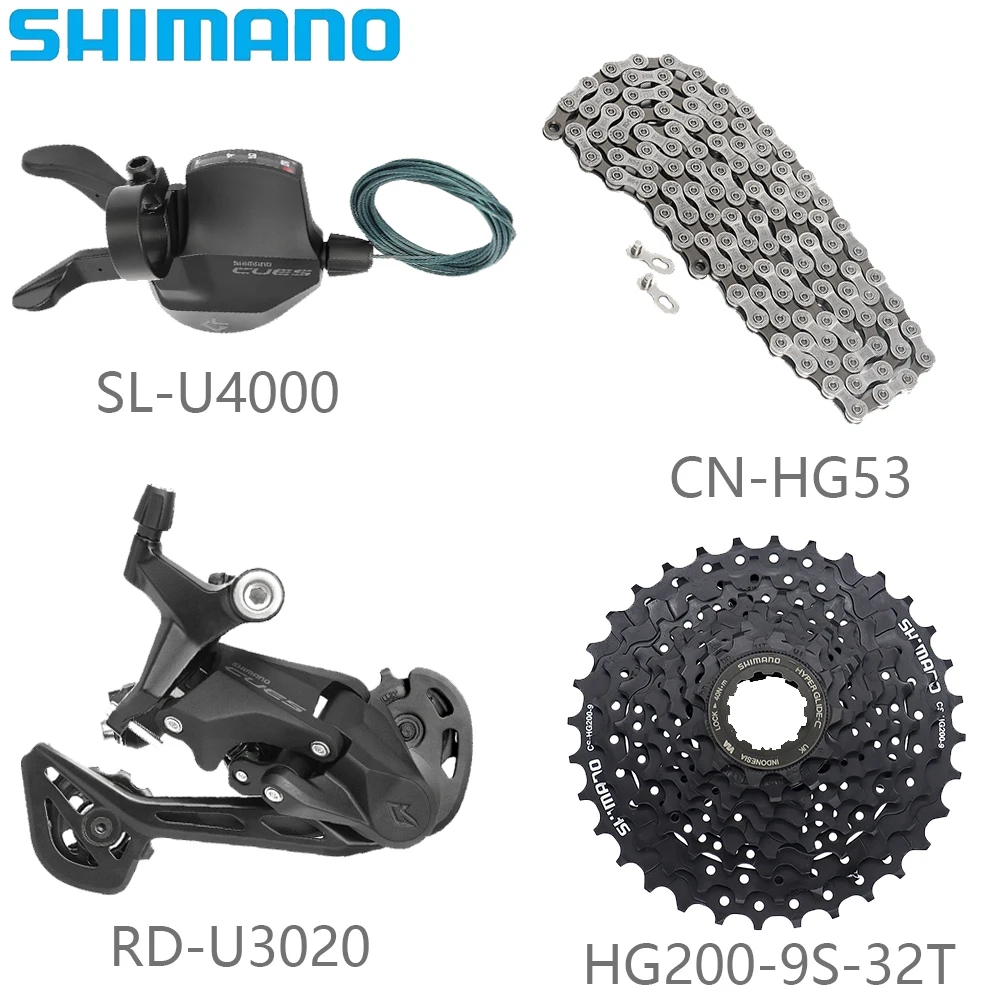 SHIMANO U3020 9 Speed Bicycle Derailleur Kits CN-HG53 Chain  CS-HG200-9S  11-32/34/36T Cassette Bicycle Parts