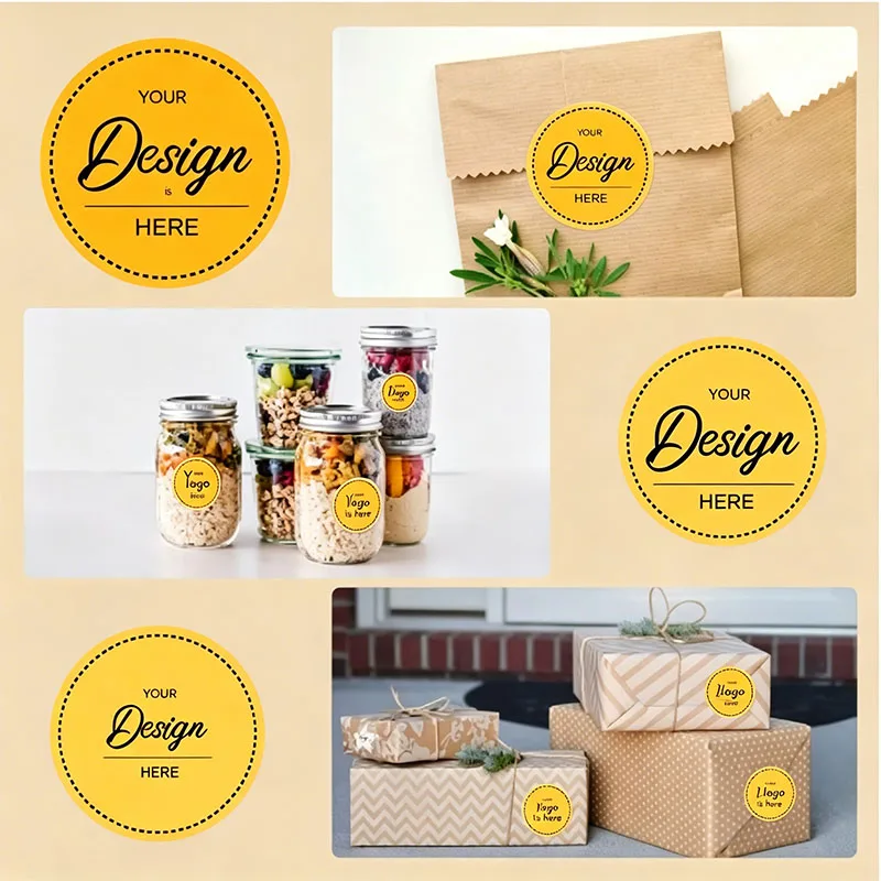 Custom Your Logo Border Round Stickers Personalized Brand Name Image Gift Box Shipping Package Sealing Stickers Jar Tags view 4