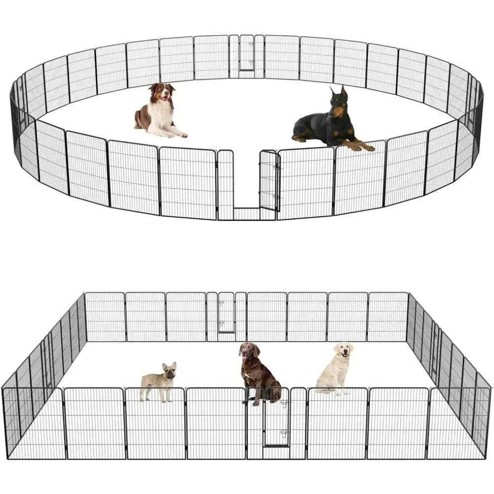 

Складной металлический переносной забор для упражнений для щенков, 32 панели, 40 дюймов, забор для тяжелых собак для двора, кемпинга, черный
