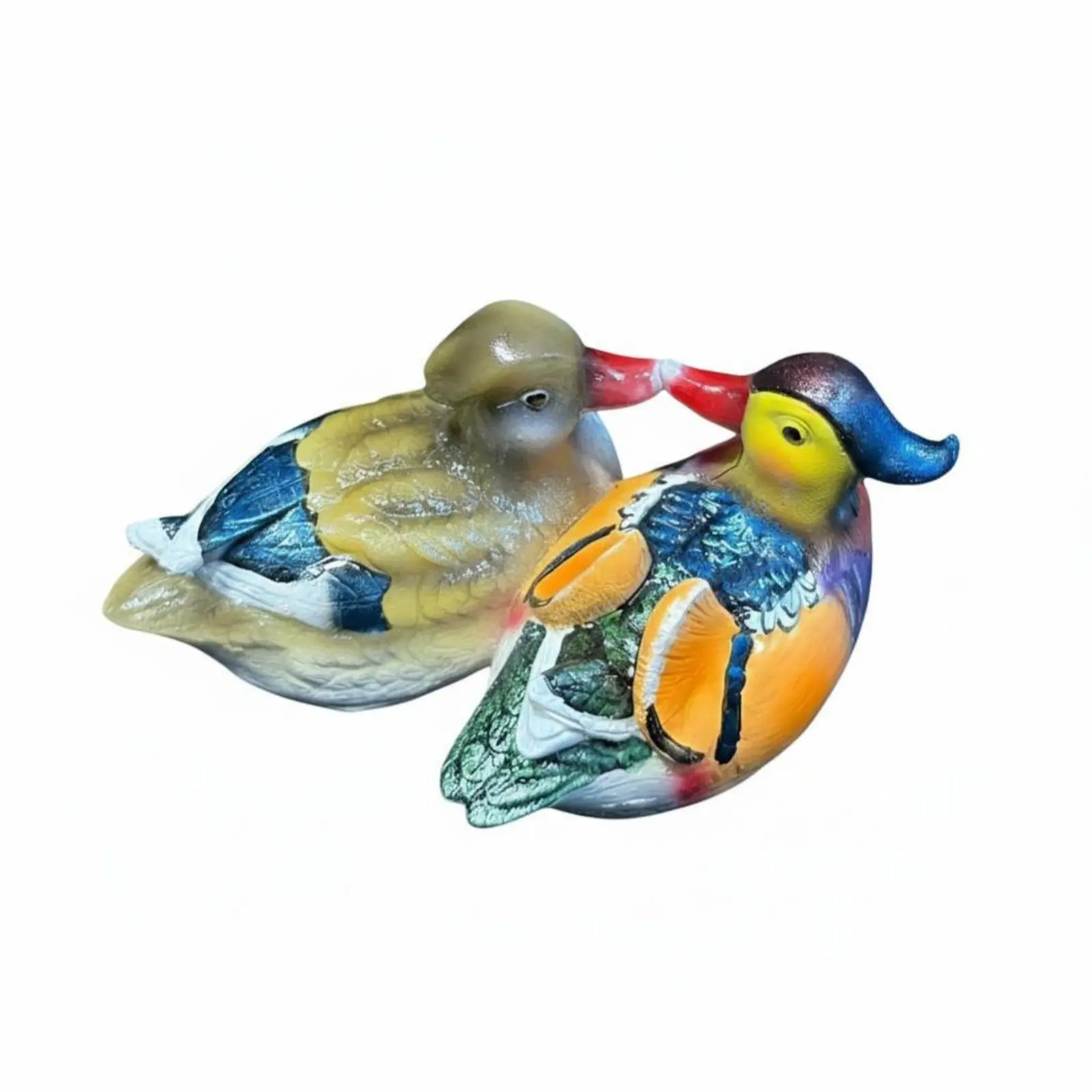 Resin Mandarin Duck Couple Water Feature, Fish Pond Decor, Courtyard Simulation Ornament, Random Design