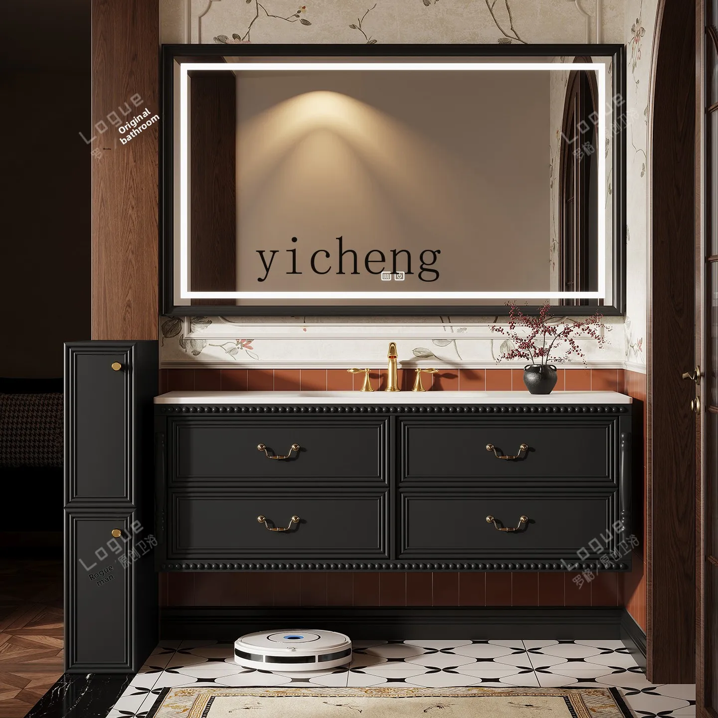 

LX Retro Bathroom Cabinet Set Washroom Cabinet Sink Basin Cabinet Integrated