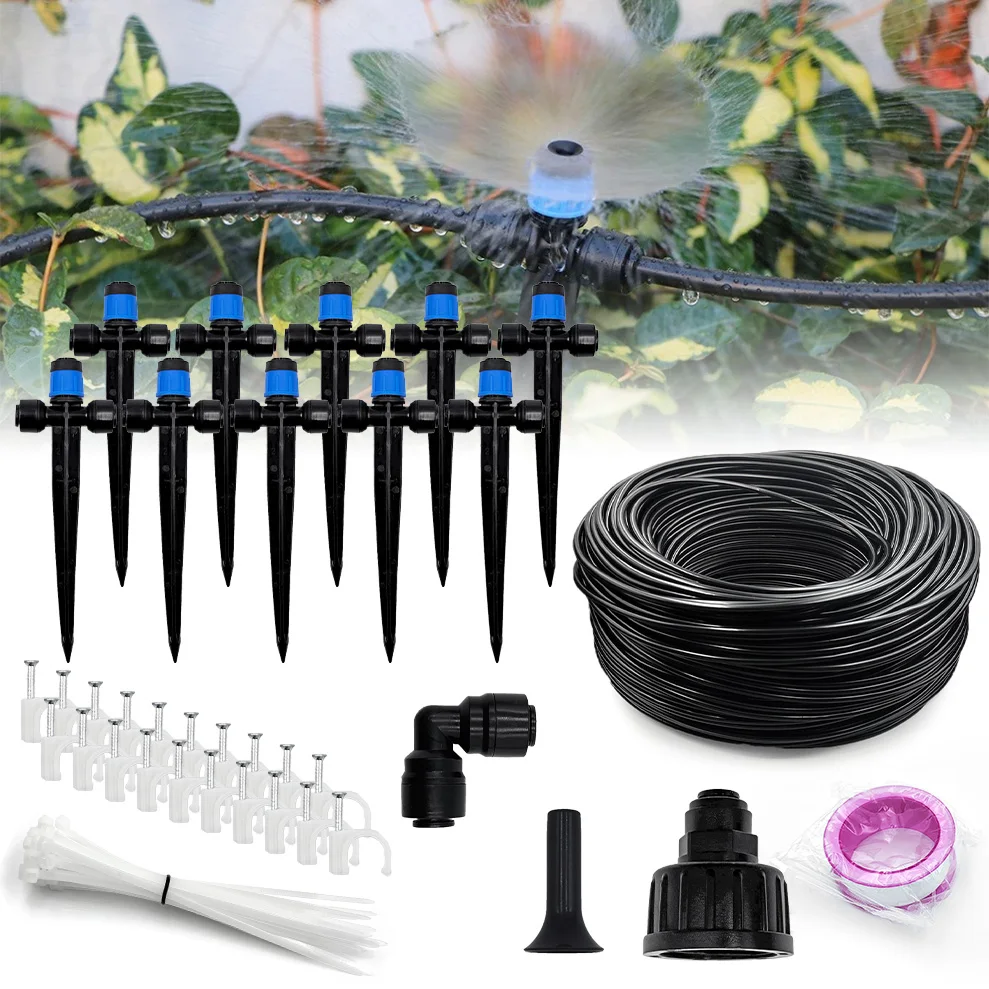 DIY Automatic Irrigation Equipment Set for Lawn Raised Bed Greenhouse,Quick-Connect Drip Irrigation Kit Garden Watering System