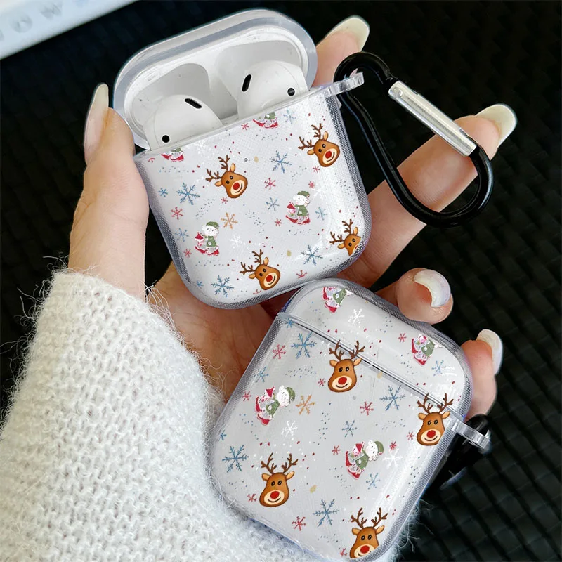 Cute Elves and Christmas Deer Graphic Headphone Case for AirPods 1/2 3 4 for Airpods Pro2 and Pro Earphone Cover Gift for Family