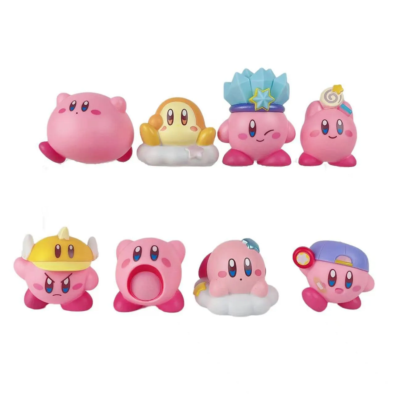 1 Conjunto de figuras de acción de Kirby estrella de juguete con bolsa de almacenamiento de dibujos animados de Kirby, figura linda de PVC, bolsillo con cordón de juguete de acción