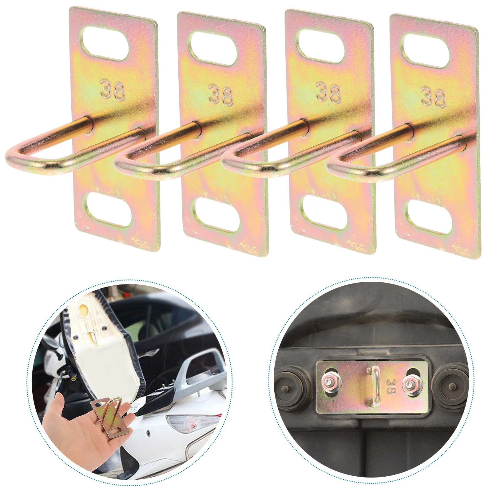

4pcs Motorcycle Seat Lock Metal Replacement Parts Electric Motorbike Cushion Hook Golden Color Anti theft Design Longlasting