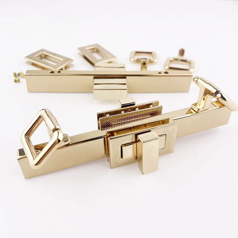 1-2-5Sets Light Gold 12.5CM Metal Double Twist Locks For DIY Replacement Bags Handbag Handle Turn Lock Hardware Accessories