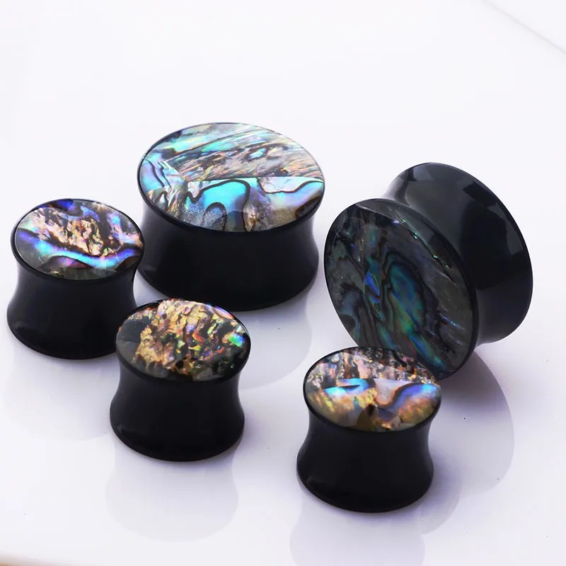 1 Pair European and American Piercing Acrylic Abalone Shell Ear Expansion Earring