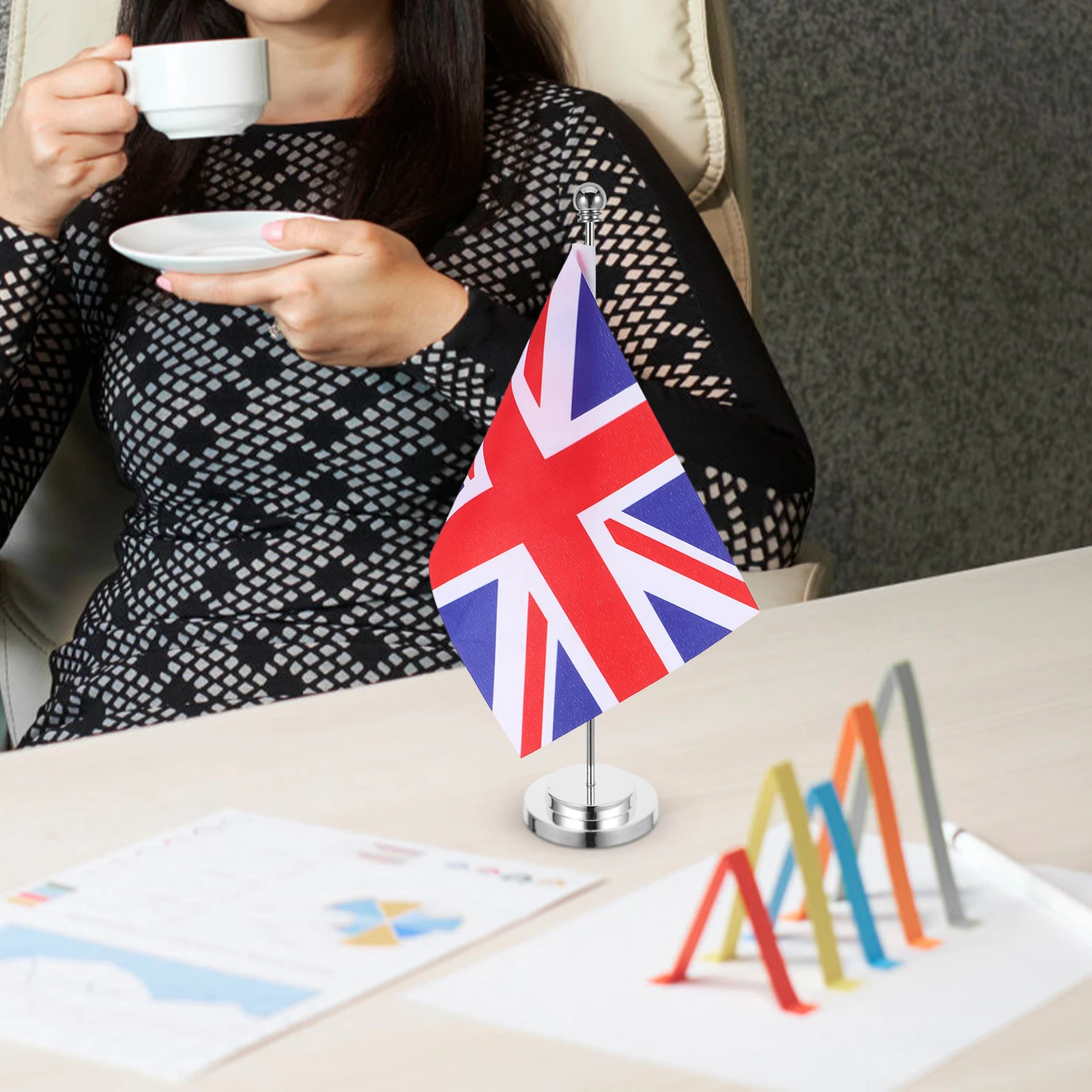 British Table Desk Union England Mini Jack Office Home Party Mini Uk Flags With Stand Decor UK Banner Small Flags