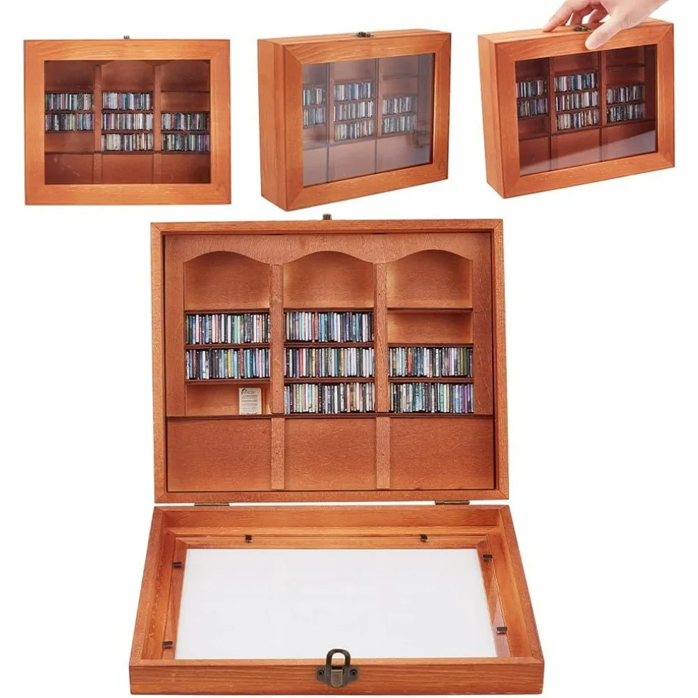 

Mini Anxiety Bookshelf Mini Bookshelf Ornament with 200pcs Mini Books Miniature Bookshelf Decor Anxiety Miniature Book