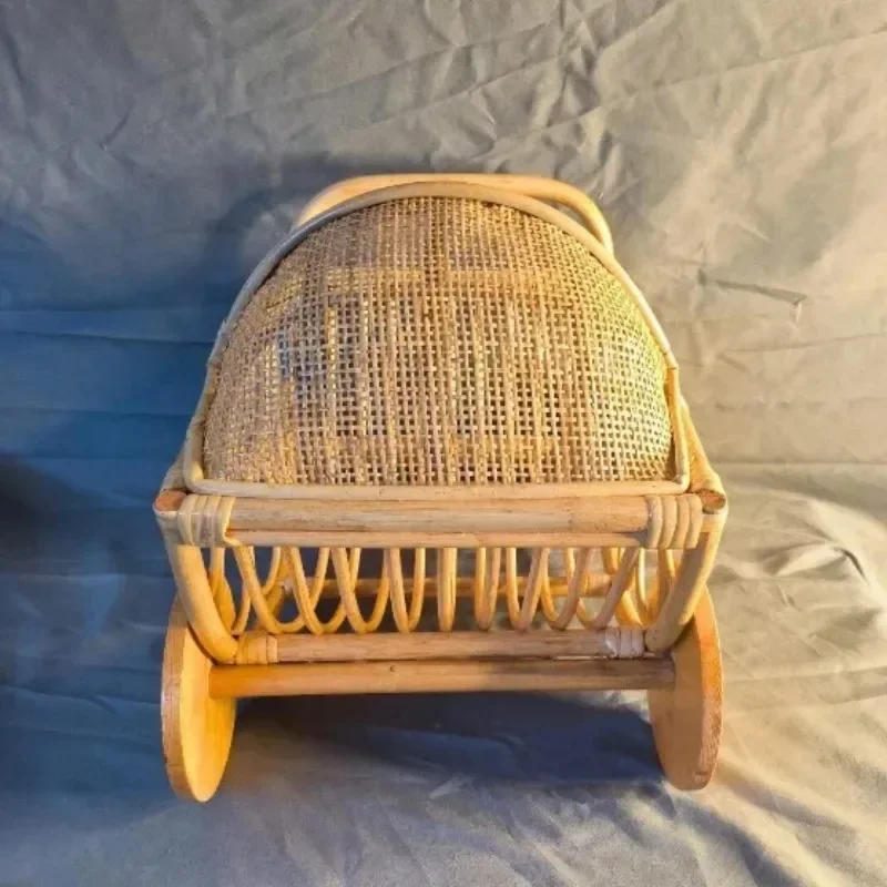 طفل ريترو سلة الروطان حاوية مستديرة كرسي الوليد التصوير الدعائم بيبي بوي فتاة الانتحال السرير خلفية اطلاق النار الملحقات #3