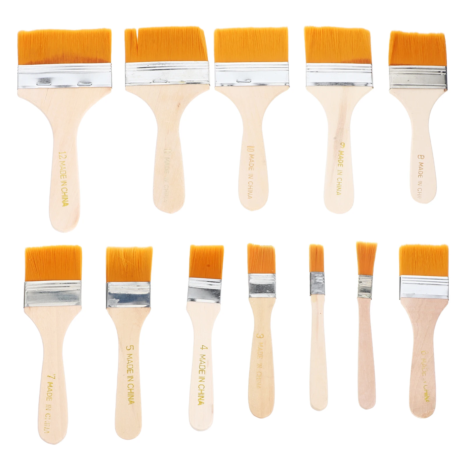 12pcs Wooden Penholder Oil Painting Brush DIY Graffiti Flat Paintbrush Wall Scrubbing Brushes Art Oil Painting Brush Tools