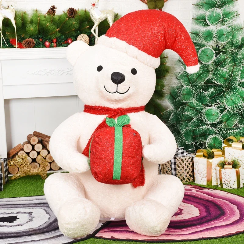 Merry Christmas Inflatable Toy Led Light White Bear Christmas decorations for home Yard Decoration Plush Doll EU Plug