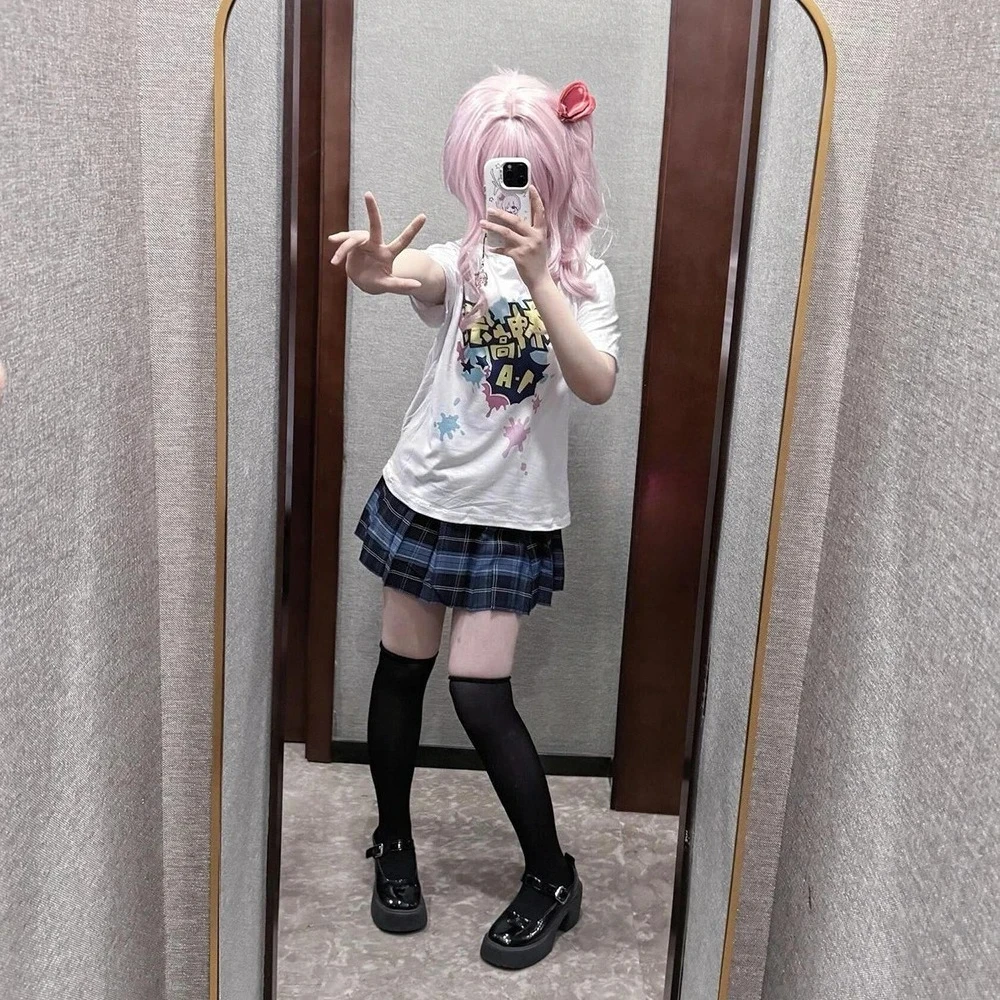 

Anime COLORFUL STAGE AKIYAMA MIZUKI Cosplay Costume Girl T-shirt Pleated Skirt Set Unifrom Summer Clothes