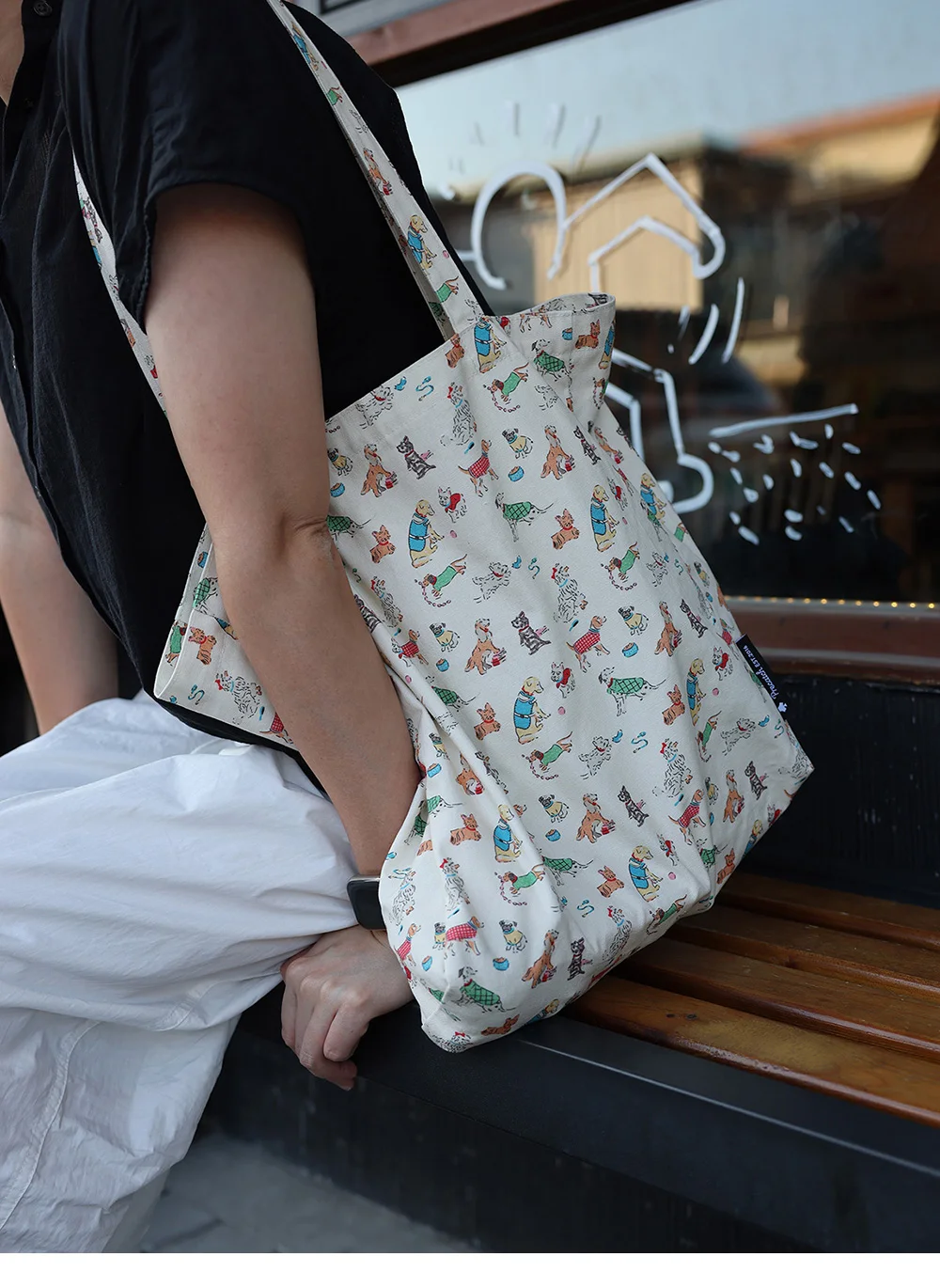 Damen-Einzelschultertasche mit Cartoon-Tiermuster, lässig, niedlich, Kawaii, adrette Damen-Einkaufstasche – Detail 2
