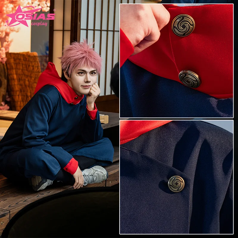 OSIAS Itadori Yuji conjunto de disfraz de Cosplay Itadori Yuji peluca Itadori Yuji zapatos Jujutsu Kaisen