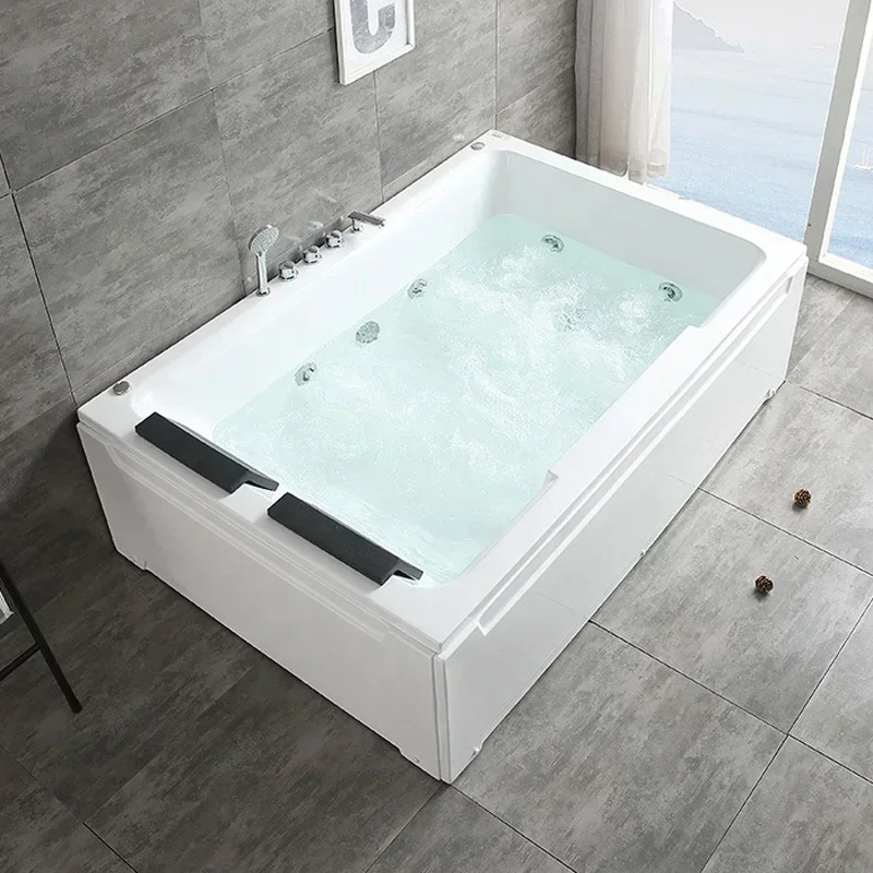 2-Person Jacuzzi, Acrylic Freestanding Bathtub Jakuzi Hot Water SPA Whirlpool with Bubble Bath Waterfall Support for Indoors