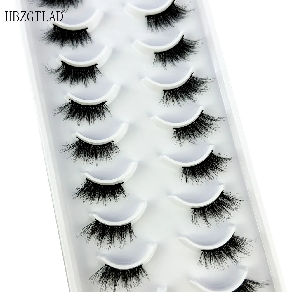 Half Lashes Natural Look Wispy 10 Pairs Cat Eye Lashes 3D False Eyelashes Fluffy Soft 15MM Short Faux Mink Lashes