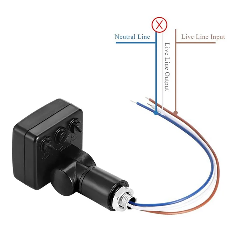 2X 220V Mini Human Body Infrared Sensor Infrared Body Sensor Switch LED Flood Light PIR Motion Sensor Adjustable Black