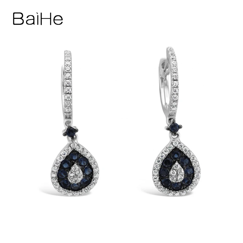 

BAIHE Solid 18K White/Yellow/Rose Gold Natural Diamond Sapphire Ear clip Earrings Women Engagement Trendy Fine Jewelry Ohrclip