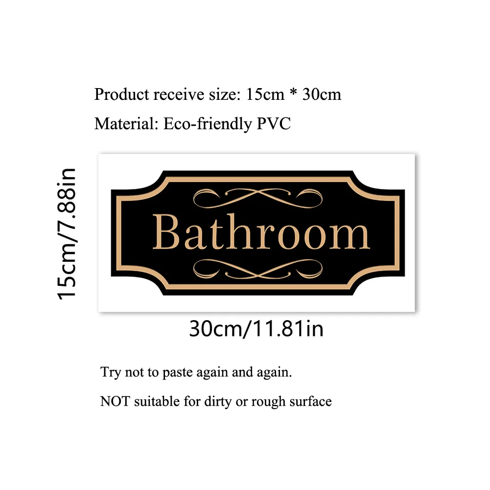 Simplified English Bathroom Door Sticker For Bathroom Decoration Wall Decals Self-adhesive Room Number Plate Home Decor Mural
