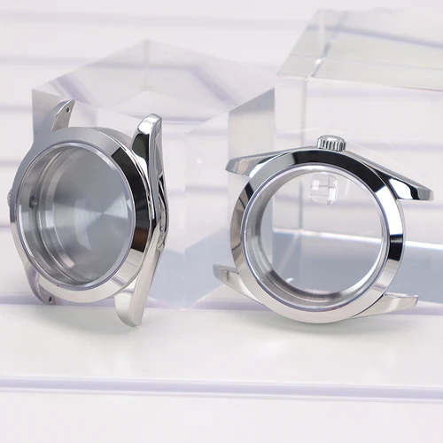 Caja de reloj plateada de 36mm y 39mm, cristal de zafiro resistente al agua para Seiko 4R36 NH35 NH36 NH34/38 Miyota 8215, movimiento de 28,5mm, esfera Air King