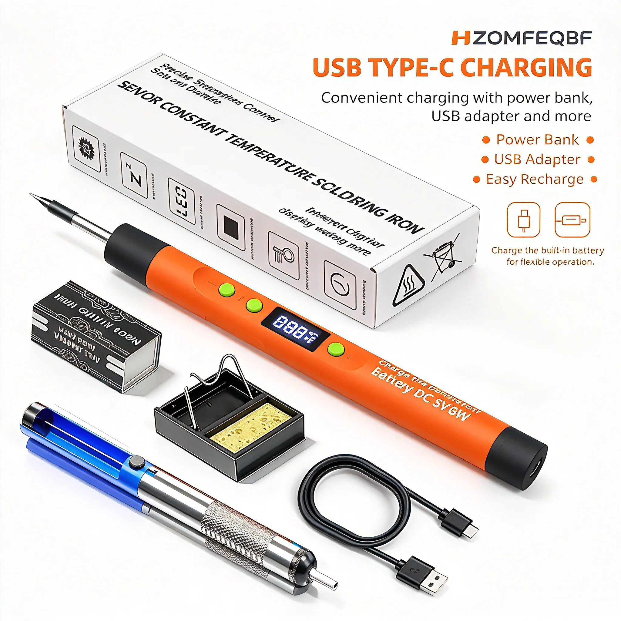 HZOMFEQBF Digital Constant Temperature Soldering Iron Kit USB Power Pen-Style Welding Tool Set with Solder Wire Stand Cleaning S