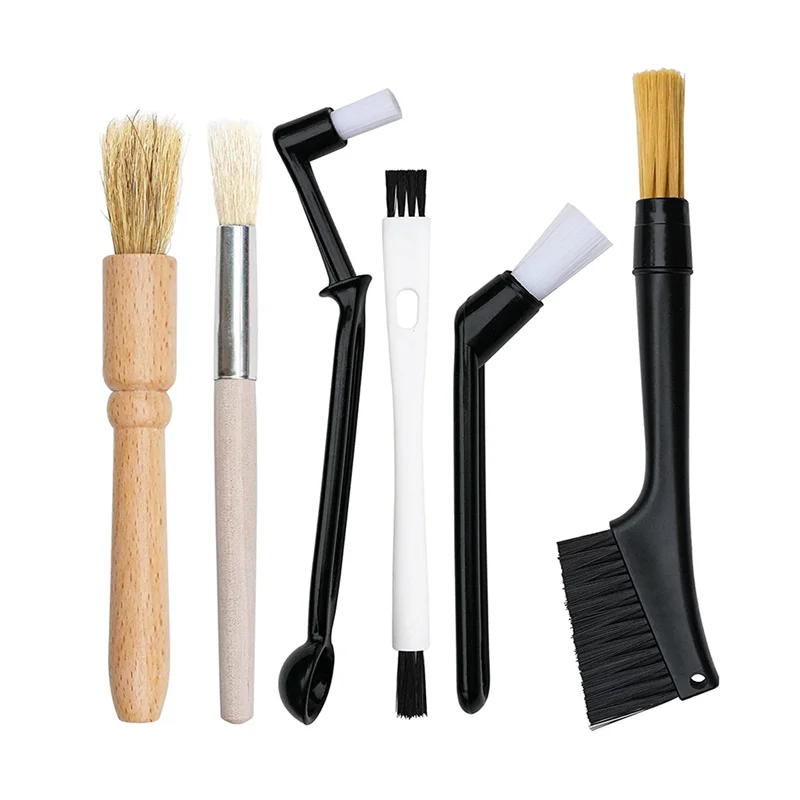 

FAAJ-Wooden Cleaning Brush Coffee Machine Cleaning Brush 6 Pieces Set, Coffee Brush Dusting Accessories,