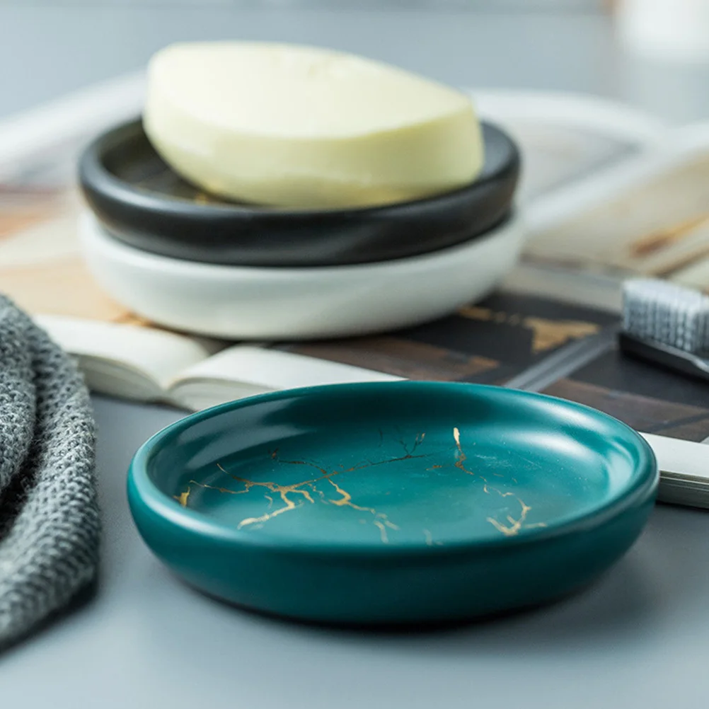 

Soap Dish Toilet Accessories Holder Marble Texture Nordic Style Plate Bathroom Tray