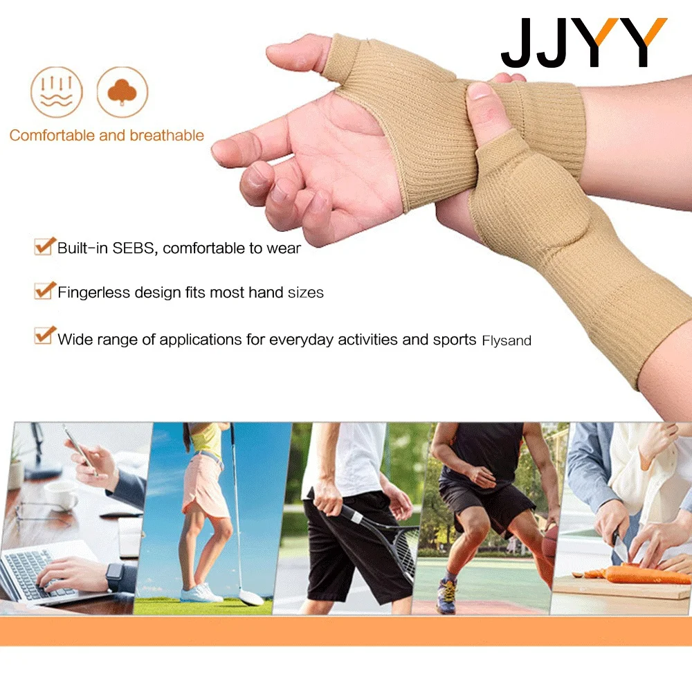 JJYY 1Pair Wrist guard palm men\'s and women\'s joint sports sprain elastic wristband warm cold-proof fitness half-finger gloves