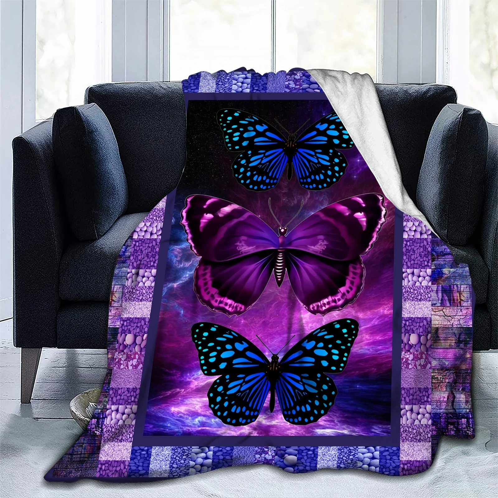 

1pc Butterfly Pattern Throw Blanket, Flannel Blanket, Soft And Comfortable Blanket For Living Room, Picnic, Travel