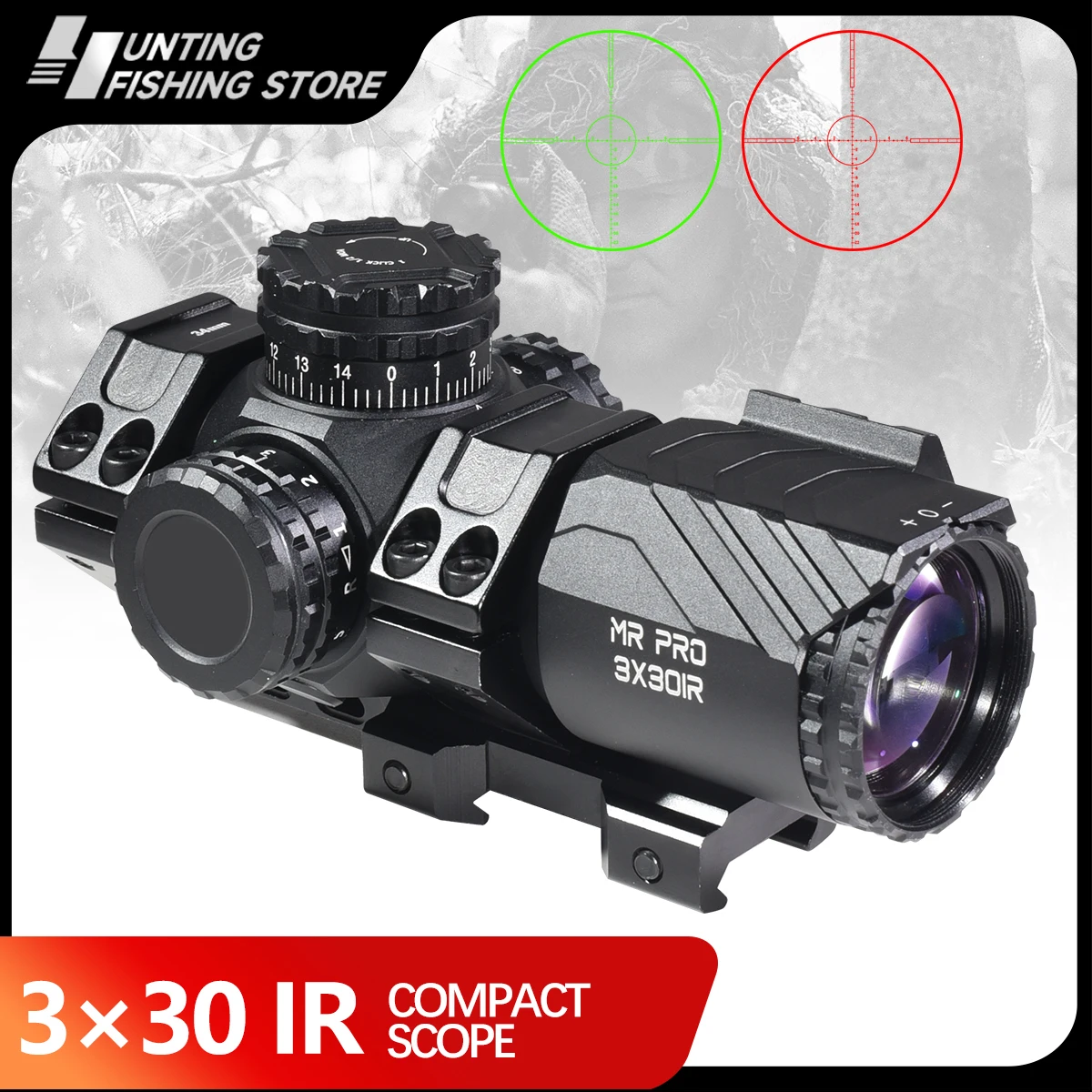 

Tactical 3x30IR Optical Compact Crossbow Short Riflescope for Hunting Airsoft Sight Airgun Rifle Scopes 3x Collimator 20mm Rail