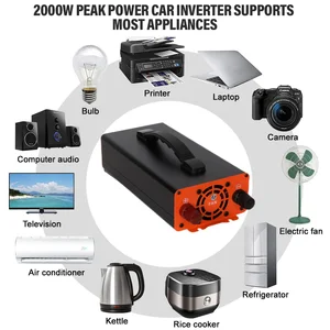 العاكس 12 فولت 24 فولت 48 فولت 60 فولت 72 فولت إلى تيار متردد 110 فولت 220 فولت 230 فولت موجة جيبية نقية 50 هرتز 60 هرتز 2000 واط 800 واط محول تردد محول طاقة السيارة أعلى 10 مبيعات من 50 هرتز إلى 60 هرتز عاكس التردد - No8