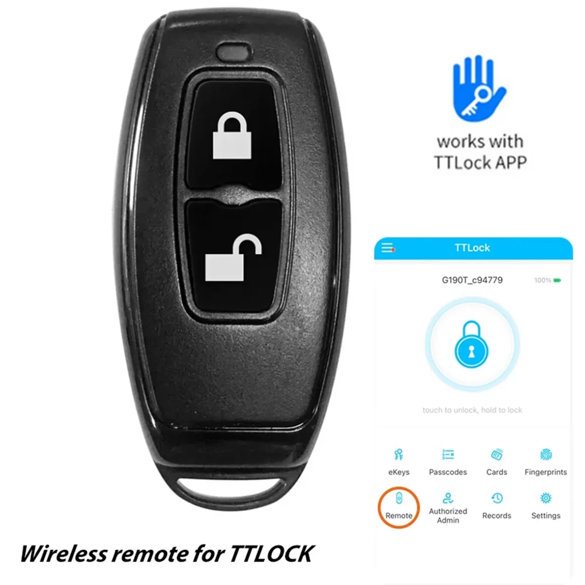 2.4GHz Wireless Remote Control Bluetooth Key Fob for TTLOCK Smart Door Lock Smart Devices Work with TTLock APP