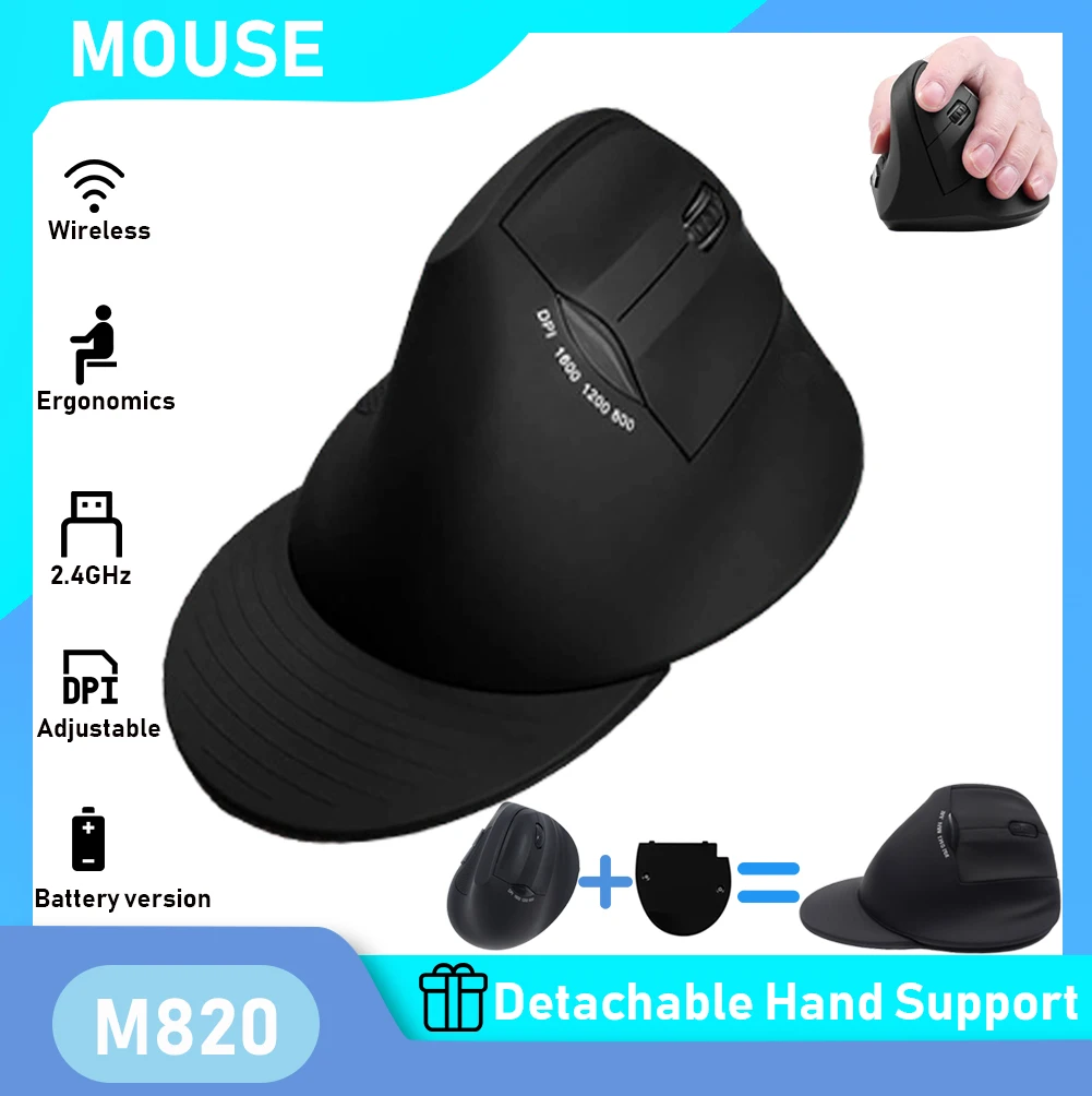 

2.4GHz Vertical Ergonomic Gaming Mouse Wireless Battery Gamer Mause Kit Optical Mouse Computer PC Laptop Desktop USB Mice
