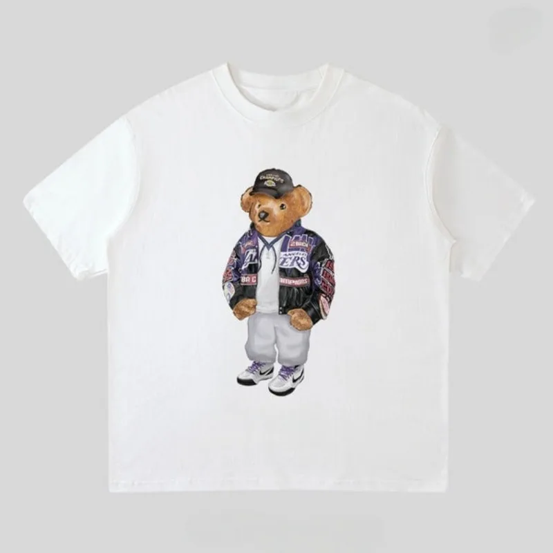 Cotton Short Sleeved T-shirt with Cartoon Pattern of Mr. Panda in The Summer of 2026, Adult Children Plus Size Casual Sportswear
