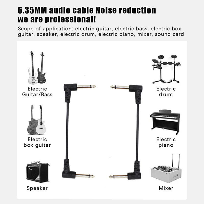 1/4 szt. 15/20/30cm Kabel do pedałów efektów gitarowych Przewód połączeniowy Płaski patch konektor Metalowe końcówki Miedziane rdzenie Akcesoria gitarowe