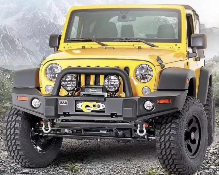 New For JK Wrangler ARB Front Bumper Guard Rear Positioned with Tow Hook Cut-Outs for Upgrade or Replacement