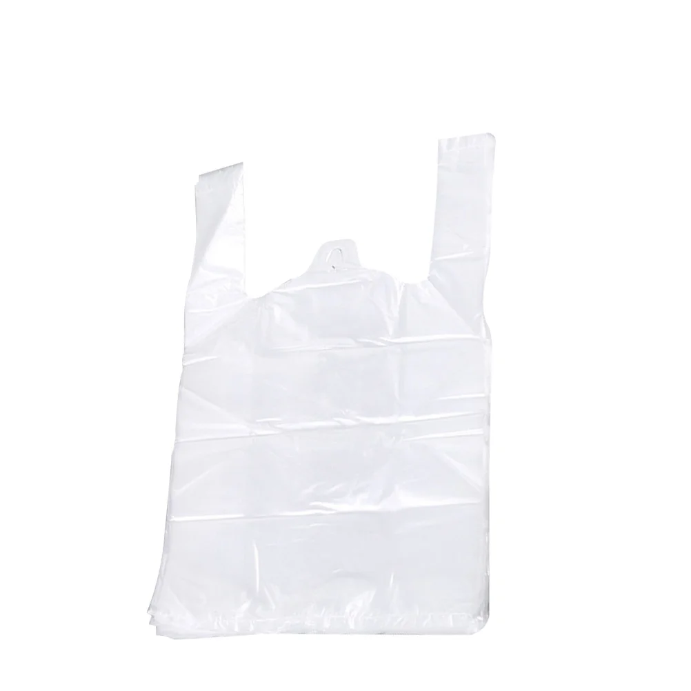 

50pcs Thicken Transparent Food Bags Environmentally Friendly Plastic Bags Carry-Out T-Shirt Bags Shopping Bags Handled Bags for