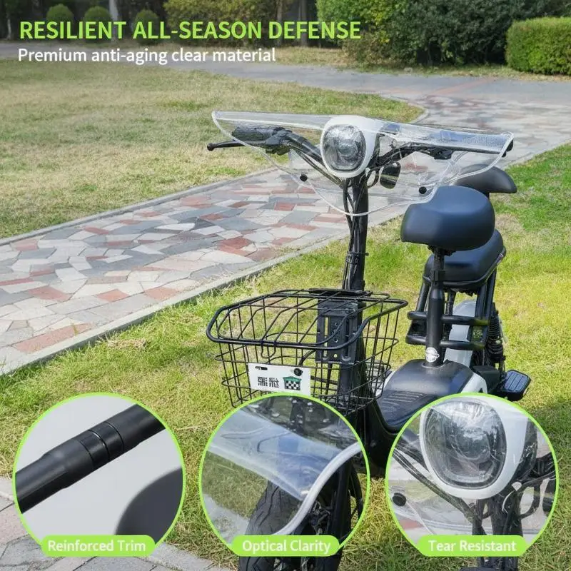 Universal EV Front Rain Cover Durable Tear Resistant Handlebar Console Dashboard Protector for Daily Use