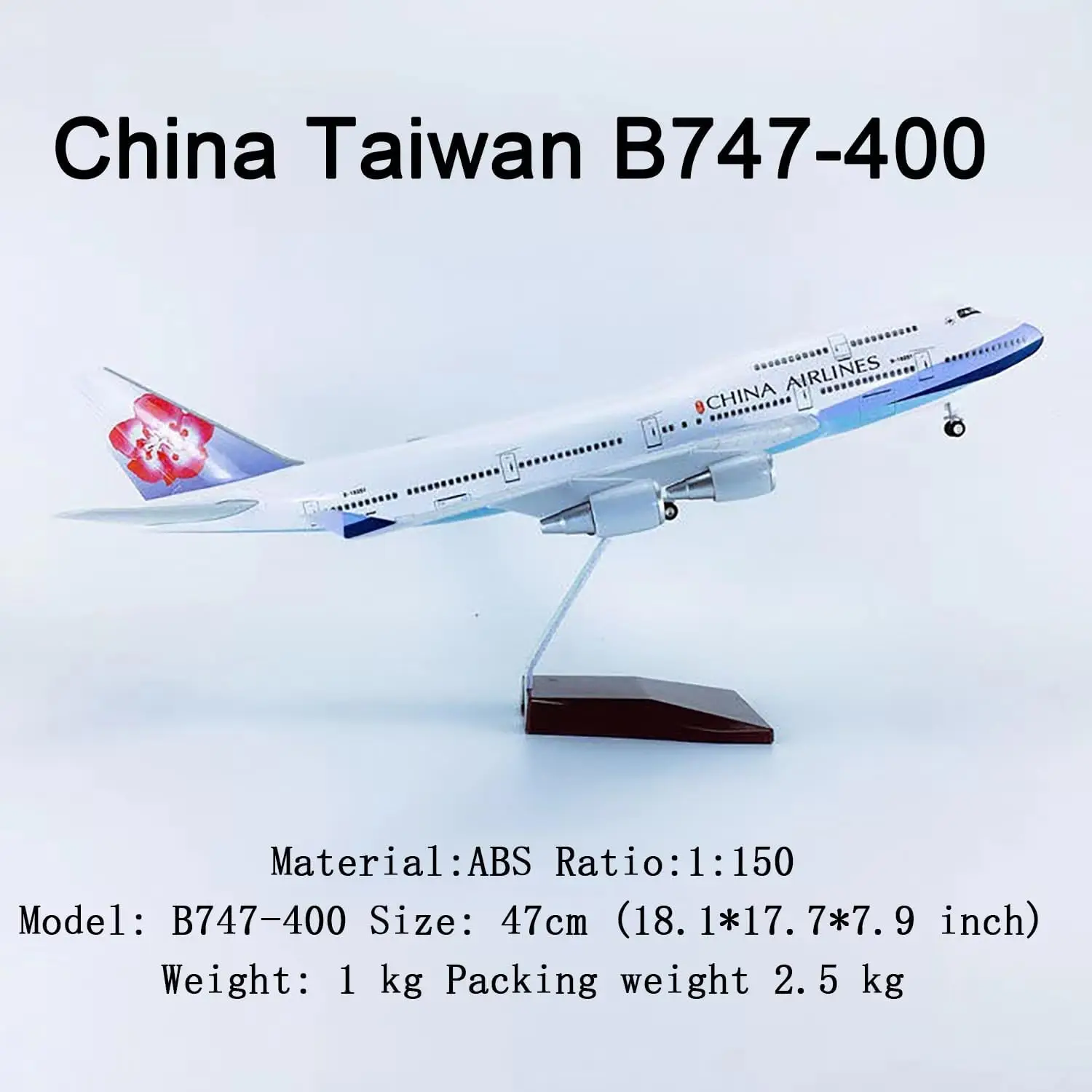 1/150 scale plane China Taiwan B747 Diecast Resin Plane Model Display Gift for Aviation Fans and Collectors Adults Fun