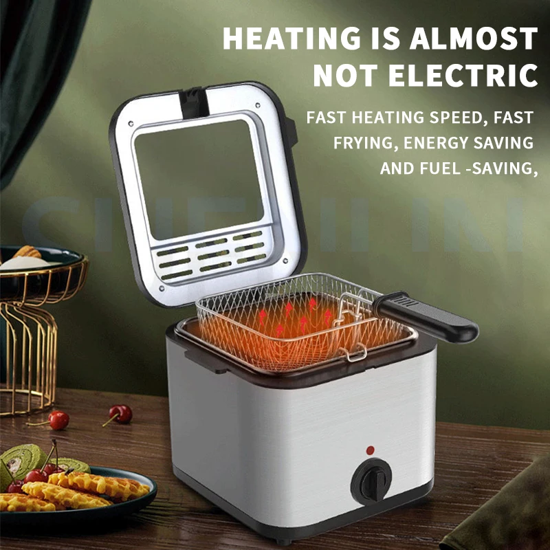 No oily smoke 1.2L electric fryer 220V stainless steel detachable liner household mini constant temperature electric fryer