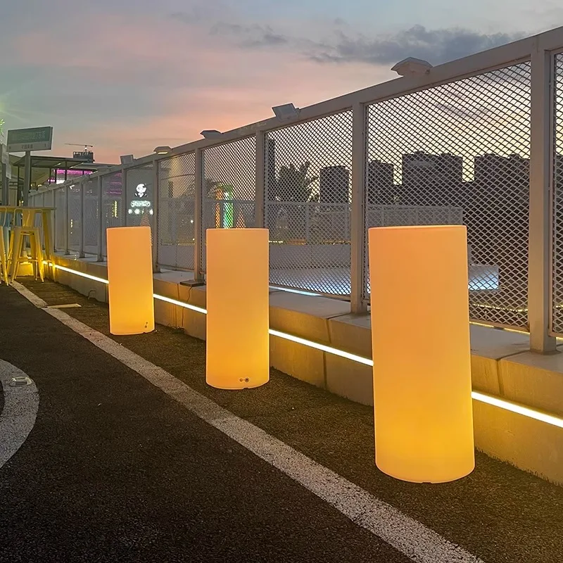 LED Pillar Solar Garden Lights for Landscaping Outdoor Backyard Villa Garden in Minimalism Style Feature Waterproof for Lawn