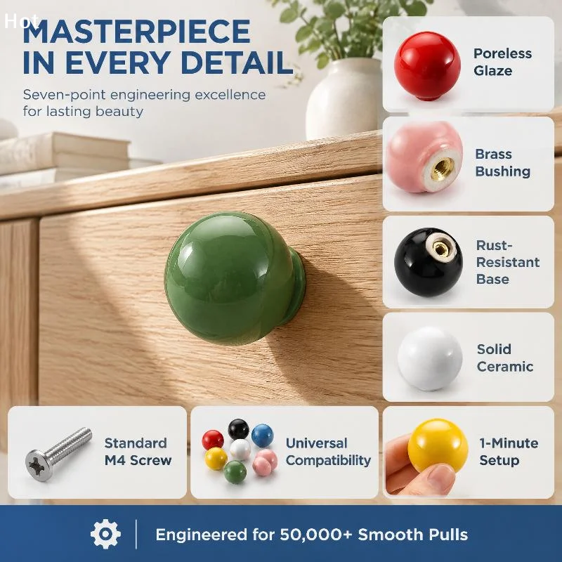 1Pcs Colorful Ceramic Cabinet Knobs Round Single Hole Drawer Pulls Bottle Cap Style Handles for Wardrobe Cupboard Door Home Har