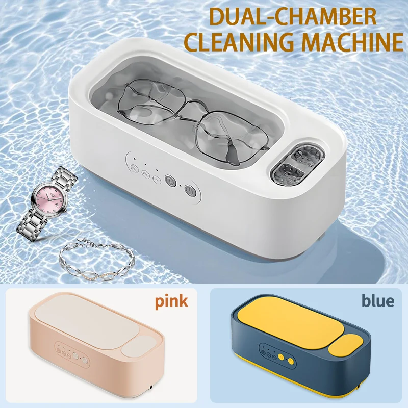 Adjustable Double Bin Ultrasonic Cleaner, High Frequency Vibration Full Cleaning for Jewelry Household Use