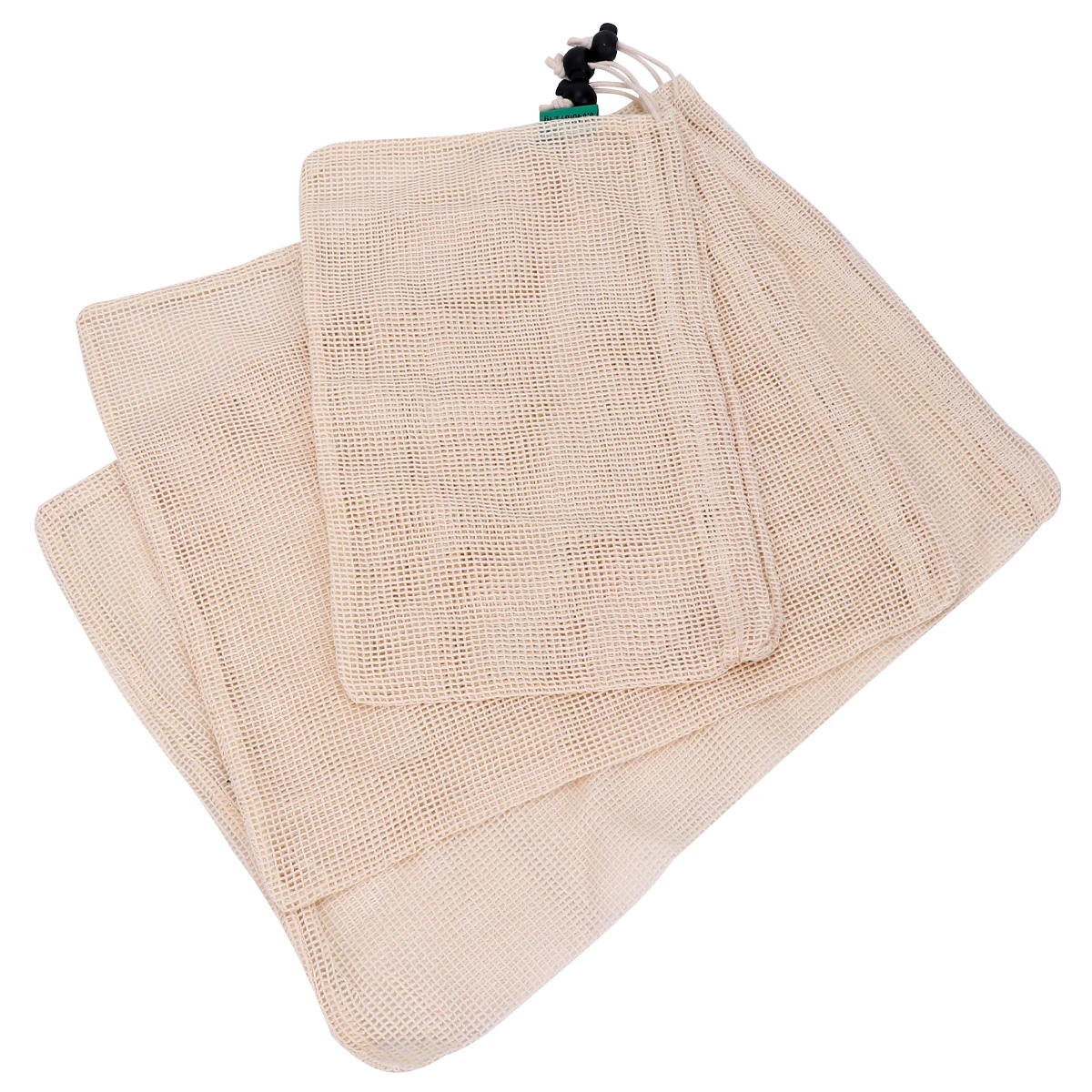

3 Pcs Net Bags Cotton Shopping Storage Bag Portable Handbag for Fruits Vegetables Travel Outdoor Various Sizes Safe