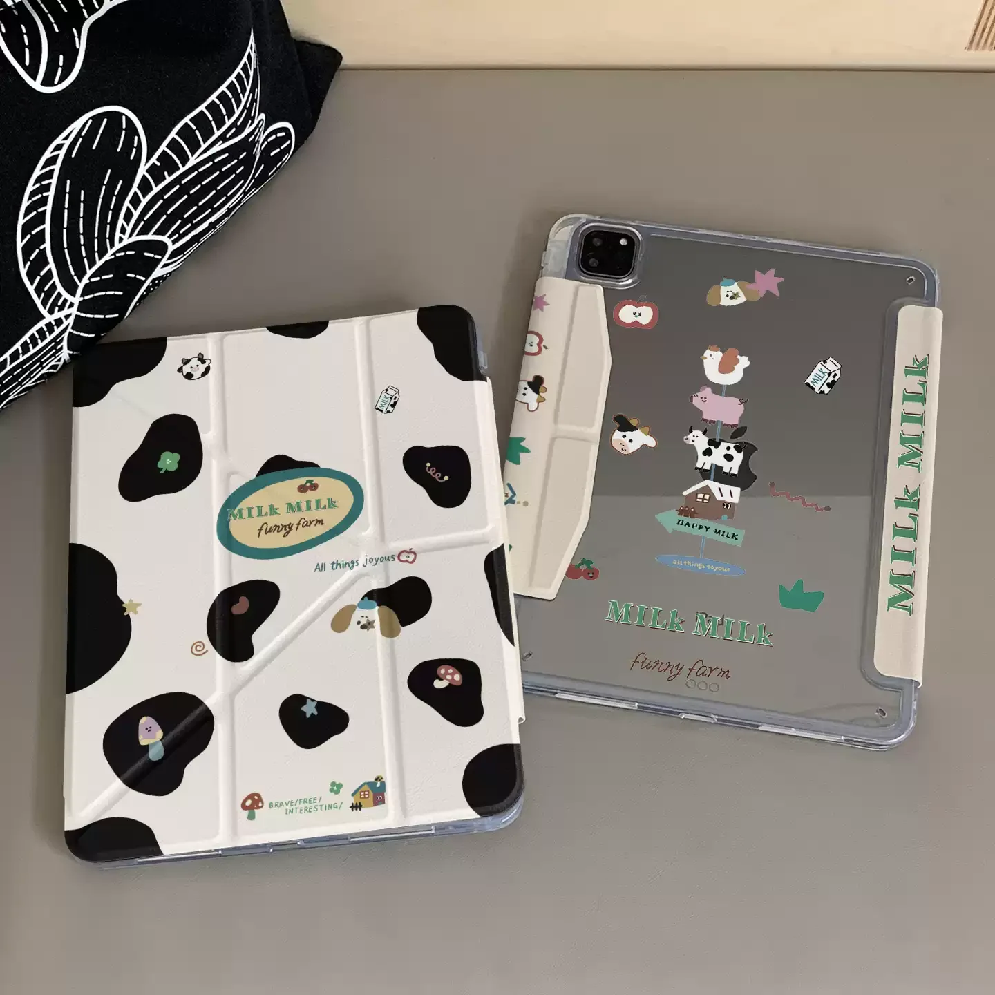 Cute Cow Print Cartoon Table Case For iPad Pro 11 12.9 13 M2 M3 M4 M5 Shell 8.3 9.7 10.2 5/6/7/8/9/10/11th Air 3 4 5 6 7 Cover