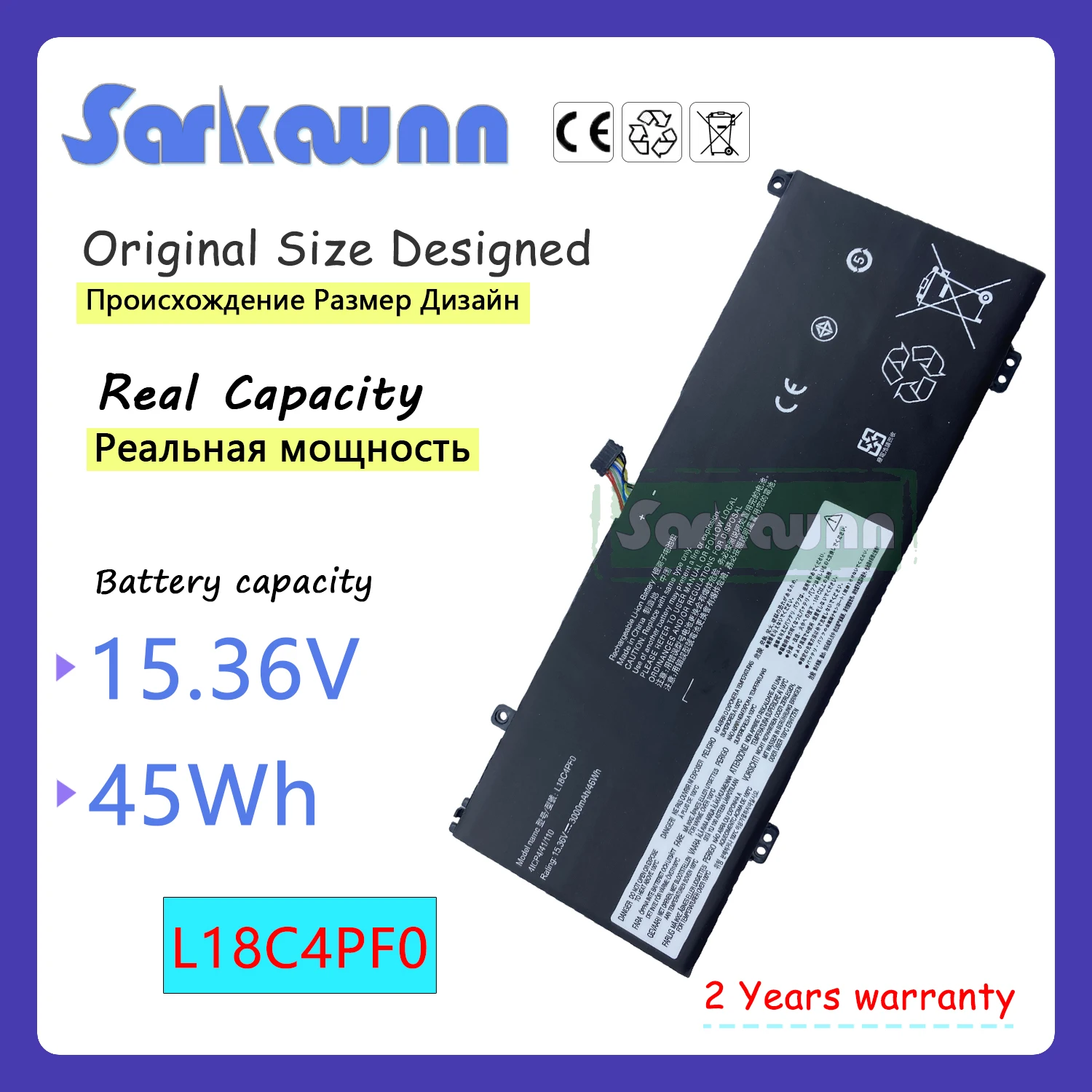 SARKAWNN 4CELLS L18C4PF0 Laptop Battery For S540-13-IWL S540-14-IWL S550-14-API S550-14-ARE ThinkBook 13S-IWL 13S-IML 13S-ARE